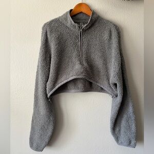 SKIMS Cozy Knit Cropped Pullover Soft Teddy Sherpa Gray Women’s Large XL